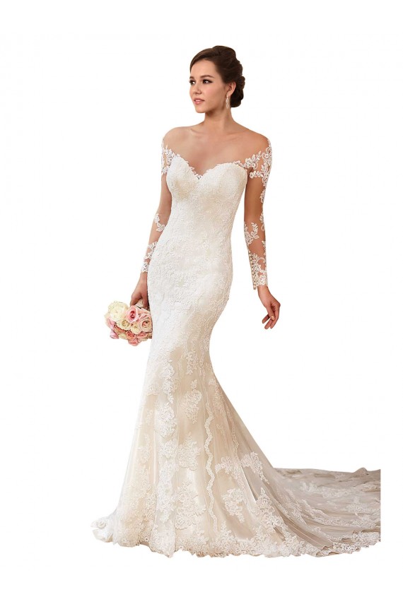 Long Sleeves Ivory Mermaid Sweetheart Wedding Gowns Lincoln