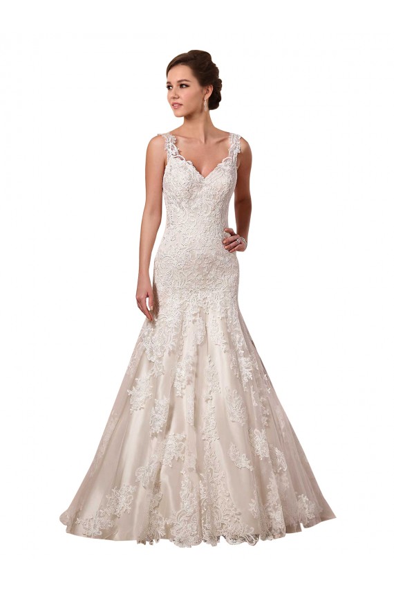Sleeveless Ivory Mermaid V-Neck Bridal Wedding Dress Lincoln