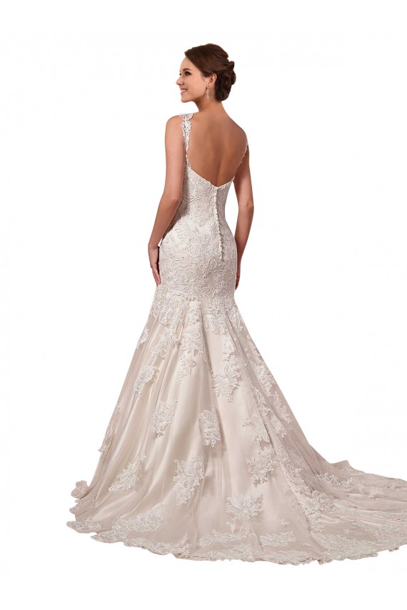 Sleeveless Ivory Mermaid V-Neck Bridal Wedding Dress Lincoln