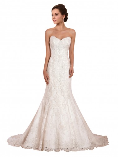 Sleeveless Ivory Mermaid Sweetheart Sexy Wedding Dress Lincoln