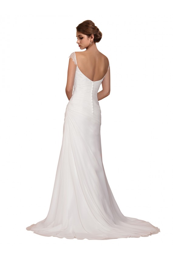 Sleeveless Ivory Sheath V-Neck Wedding Dress Lincoln