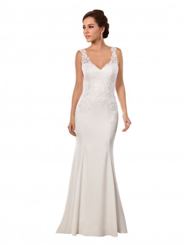 Sleeveless Ivory Mermaid V-Neck Sexy Wedding Dress Lincoln