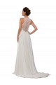 Sleeveless Ivory Sheath Illusion Neck Wedding Dress Lincoln