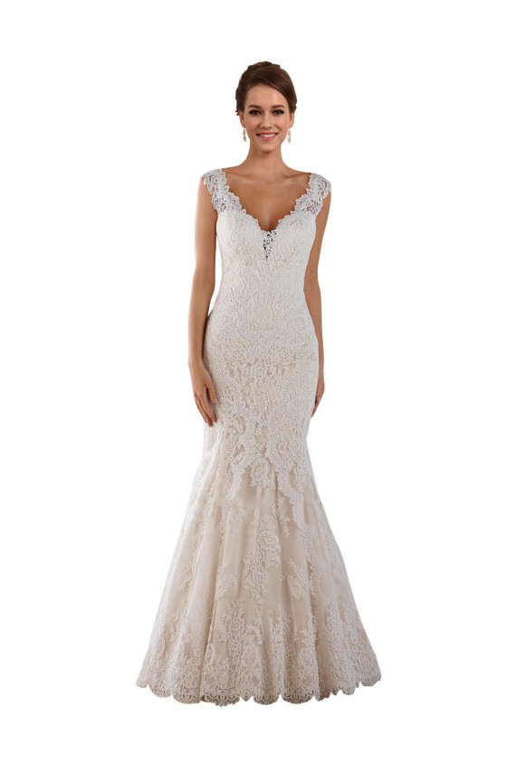 Sleeveless White Mermaid V-Neck Wedding Dress Lincoln