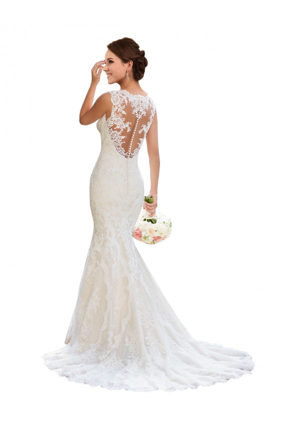 Sleeveless White Mermaid V-Neck Wedding Dress Lincoln