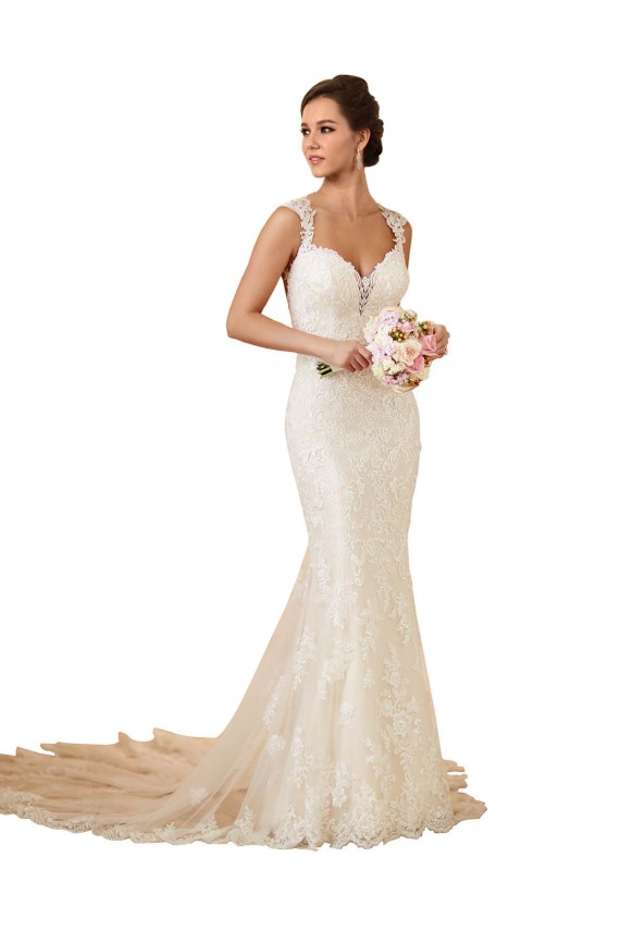 Sleeveless Ivory Keyhole Back Mermaid Sweetheart Modern Wedding Dress Lincoln