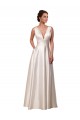 Sleeveless Ivory A-Line Satin V-Neck Wedding Gowns Lincoln