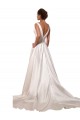 Sleeveless Ivory A-Line Satin V-Neck Wedding Gowns Lincoln