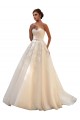 Sleeveless Ivory & Champagne Ball Gown Sweetheart Long Wedding Dress Lincoln