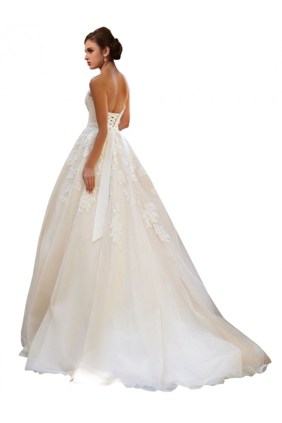 Sleeveless Ivory & Champagne Ball Gown Sweetheart Long Wedding Dress Lincoln