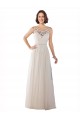 Sleeveless Ivory & Champagne A-Line Illusion Neck Boho Wedding Dress Lincoln