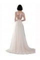 Sleeveless Ivory & Champagne A-Line Illusion Neck Boho Wedding Dress Lincoln