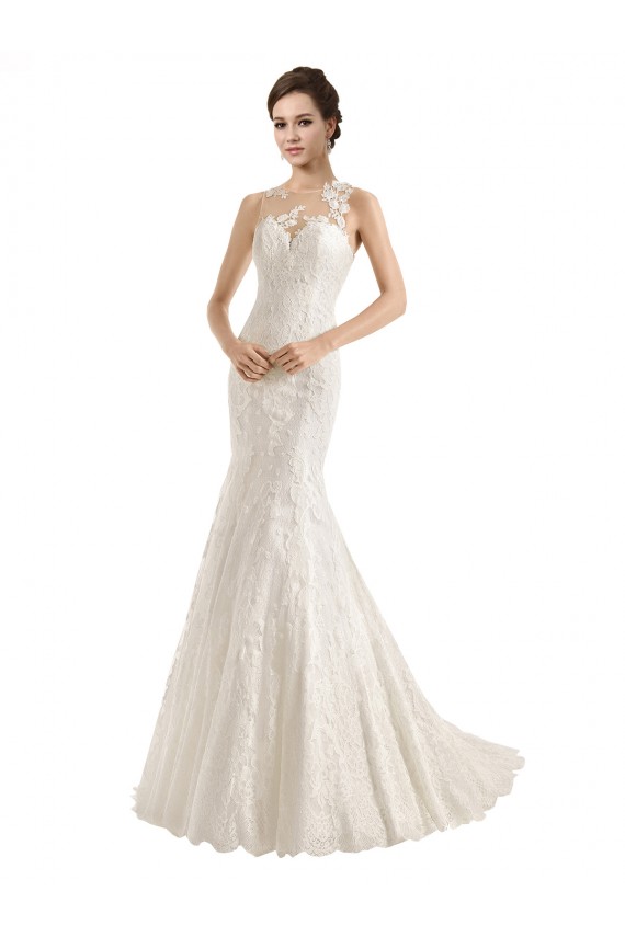 Sleeveless Ivory Mermaid Illusion Neck Wedding Dress Lincoln