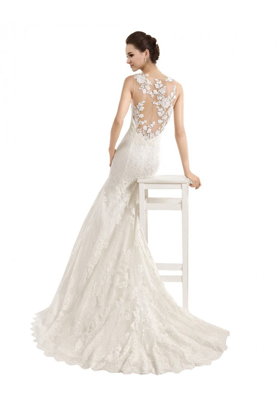 Sleeveless Ivory Mermaid Illusion Neck Wedding Dress Lincoln