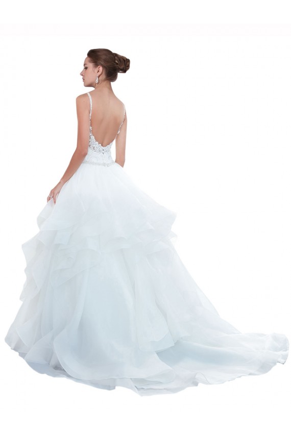 Sleeveless White Ball Gown Spaghetti Straps Beach Wedding Dress Lincoln