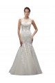 Sleeveless Ivory Mermaid Tulle & Lace Illusion Neck Long Wedding Dress Lincoln