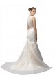Sleeveless Ivory Mermaid Tulle & Lace Illusion Neck Long Wedding Dress Lincoln