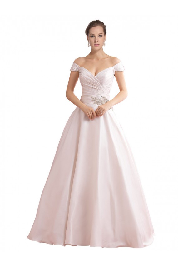 Sleeveless Ivory V-Back A-Line Off the Shoulder Wedding Dresses Lincoln
