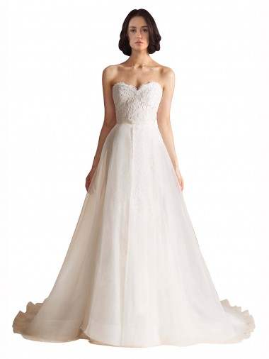 Sleeveless Ivory Low Back A-Line Sweetheart Bridal Wedding Dress Lincoln