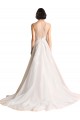Sleeveless Ivory A-Line Tulle Illusion Neck Long Wedding Dress Lincoln