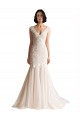 Sleeveless Ivory & Champagne Low Back Mermaid V-Neck Wedding Dress Lincoln