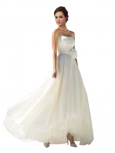 Sleeveless Ivory A-Line Soft Chiffon Strapless Wedding Dress Lincoln