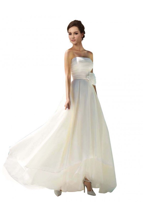 Sleeveless Ivory A-Line Soft Chiffon Strapless Wedding Dress Lincoln