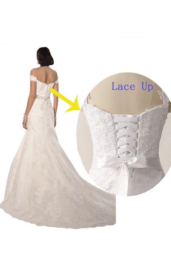Sleeveless White Mermaid Off the Shoulder Beach Wedding Dress Lincoln