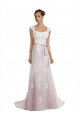 Sleeveless Ivory & Pink Mermaid Strapless Beach Wedding Dress Lincoln