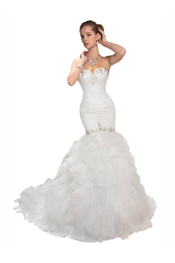 Sleeveless White Mermaid Tulle Sweetheart Wedding Dress Lincoln