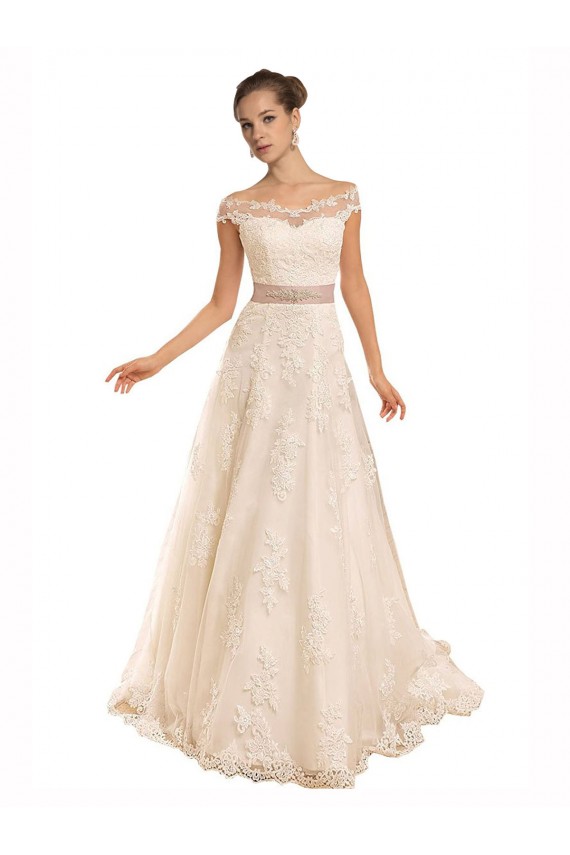 Sleeveless Ivory A-Line Off the Shoulder Beach Wedding Dress Lincoln
