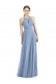 Sleeveless Dusty Blue A-Line Halter Neck Semi Formal Evening Dress / Bridesmaid Dress Lincoln