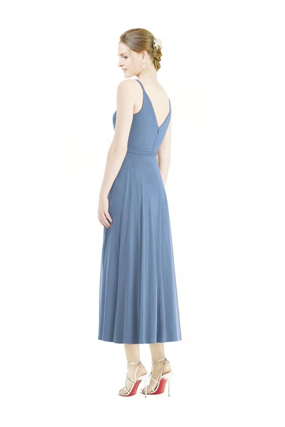 Sleeveless Dusty Blue A-Line Spaghetti Straps Bridesmaid Dress Lincoln