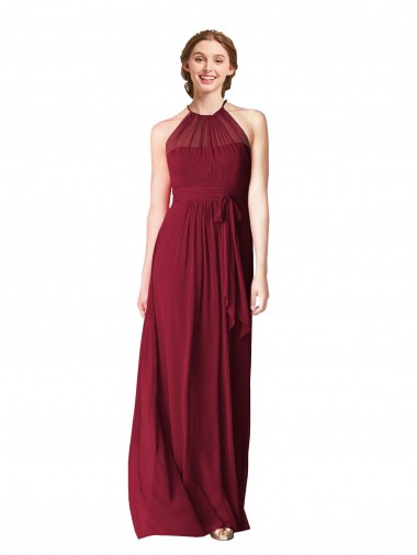 Sleeveless Burgundy A-Line Halter Neck Evening Gowns / Bridesmaid Dresses Lincoln
