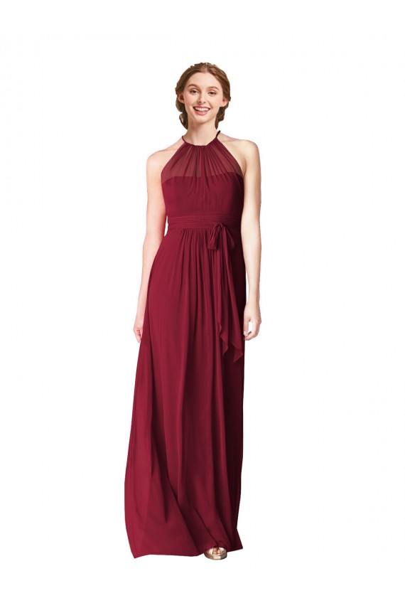 Sleeveless Burgundy A-Line Halter Neck Evening Gowns / Bridesmaid Dresses Lincoln