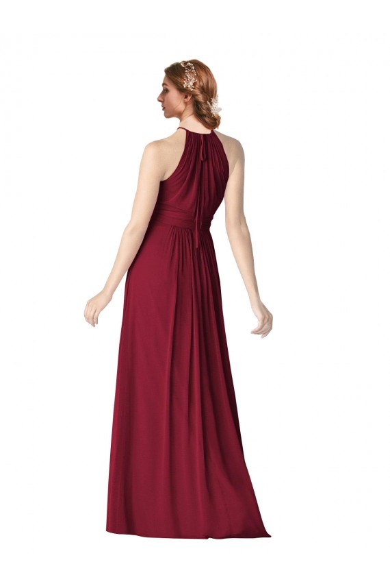 Sleeveless Burgundy A-Line Halter Neck Evening Gowns / Bridesmaid Dresses Lincoln