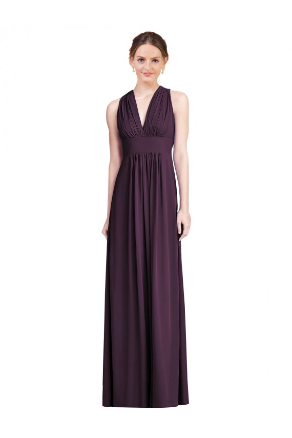 Sleeveless Grape A-Line V-Neck Bridesmaid Dress Lincoln