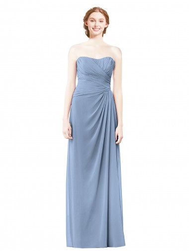 Sleeveless Dusty Blue A-Line Strapless Formal Dresses / Bridesmaid Dresses Lincoln