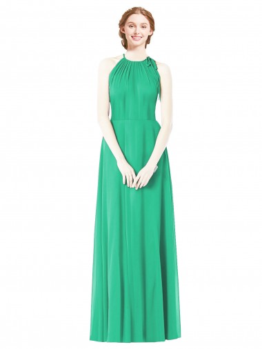 Sleeveless Emerald Green A-Line Halter Neck Bridesmaid Dress Lincoln