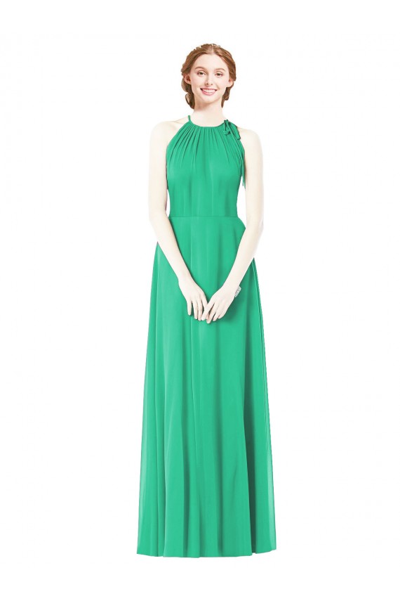Sleeveless Emerald Green A-Line Halter Neck Bridesmaid Dress Lincoln