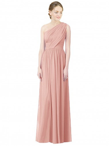 Sleeveless Bliss Pink A-Line One Shoulder Bridesmaid Dress Lincoln