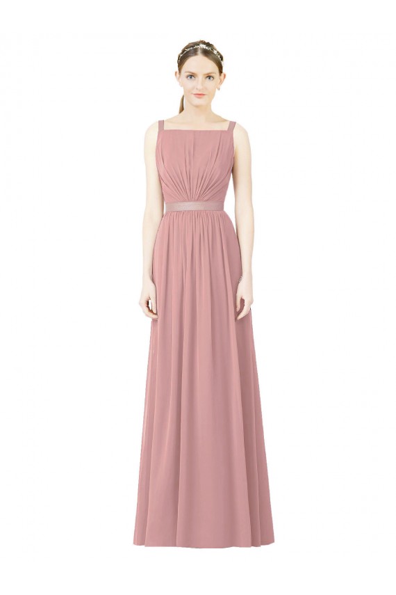 Sleeveless Dusty Pink A-Line High Neck Bridesmaid Dress Lincoln