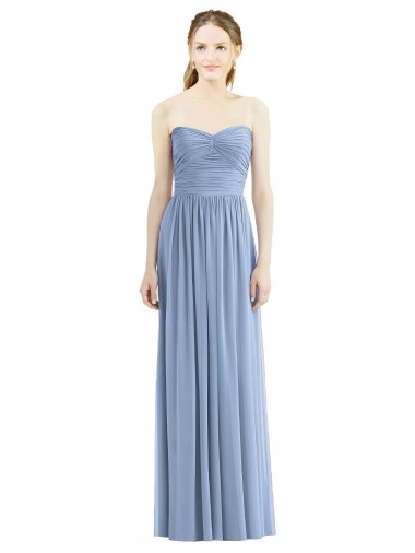 Sleeveless Dusty Blue A-Line Sweetheart Bridesmaid Gowns Lincoln