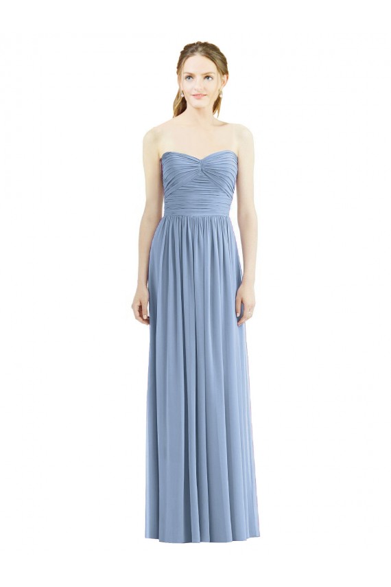 Sleeveless Dusty Blue A-Line Sweetheart Bridesmaid Gowns Lincoln