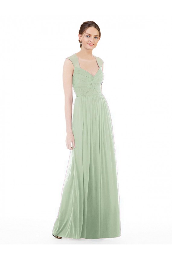 Cap Sleeves Sage A-Line Sweetheart Formal Dress / Bridesmaid Dress Lincoln