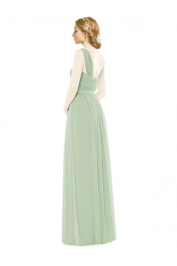 Sleeveless Sage A-Line Spaghetti Straps Bridal Party Dress Lincoln