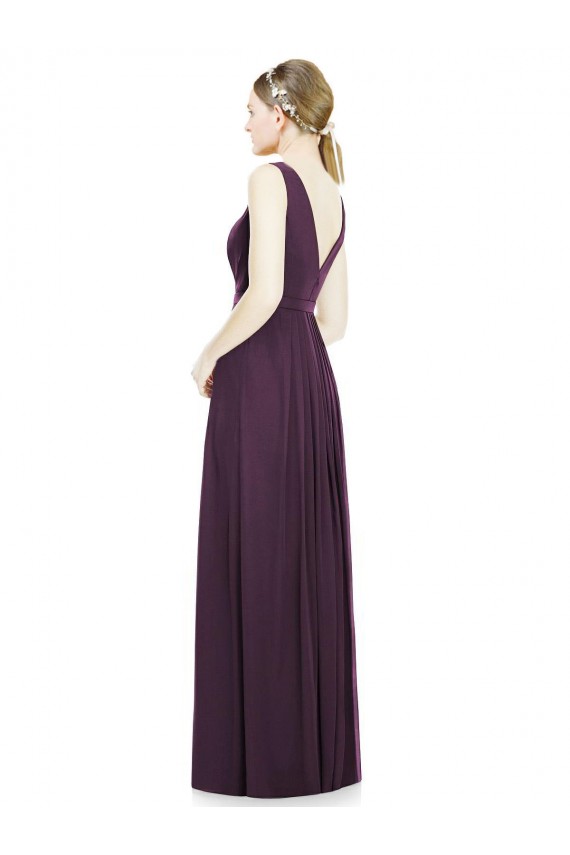 Sleeveless Grape A-Line V-Neck Bridesmaid Dress / Evening Dress Lincoln