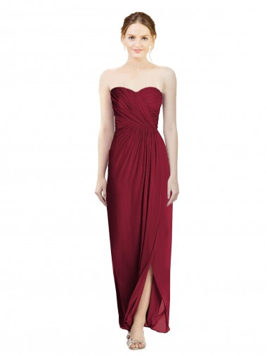 Sleeveless Burgundy Sheath Sweetheart Bridesmaid Dress Lincoln