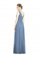 Sleeveless Dusty Blue A-Line V-Neck Semi Formal Evening Dress / Bridesmaid Dress Lincoln