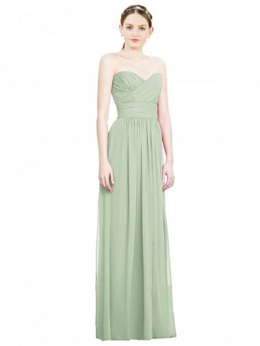 Sleeveless Sage Criss Cross Back A-Line Sweetheart Bridesmaid Dress Lincoln